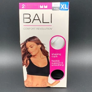 Bali Comfort Revolution Wirefree Bras XL White & Black 2-Pack Seamless Foam Cups - Picture 1 of 10