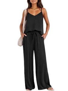 Women's 2 Piece Lounge Set Casual Pants Jumpsuit Vacation Outfits - Picture 1 of 17