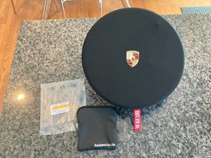 PORSCHE DESIGN OEM FACTORY STEERING WHEEL PROTECTIVE COVER IN BLACK W/CREST. NEW - Picture 1 of 12