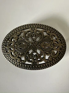 Hebilla de cinturón occidental Art Deco vintage tono latón - Imagen 1 de 8