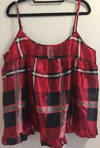 Joe Boxer Red Tartan Plaid Camisole Lingerie Top Size XL - Picture 1 of 7
