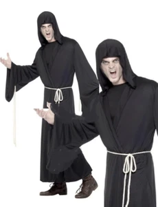 Grim Reaper Costume Mens Halloween Cape Robe Cloak Fancy Dress Outfit - Picture 1 of 4