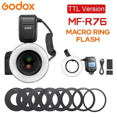 Godox MF-R76C MF-R76N MF-R76S TTL HSS Wireless Macro LED Ring Light Speedlite - Image 1 of 4