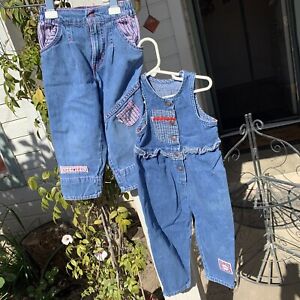 Vintage  Lot OF 2 Little Levi’s 90s Overalls Pants Made in the USA Girl Size 3T