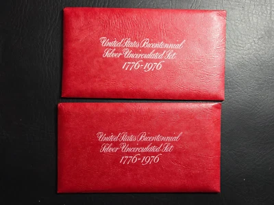 Pair of 1976 Three Coin Silver UNC Sets in Original Envelopes - Image 1 of 2