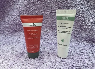 REN Clean Skincare Rescue Mask 10ml & Perfect Canvass Cleanser 15ml - Brand New - Image 1 of 4