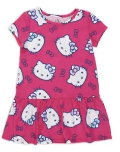 Hello Kitty Toddler Girl's Short Sleeve Drop Waist Dress - Size 4T - Picture 1 of 1