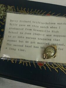 Vintage Bulova Watch Face 1949 Zegarek damski Prezent Notatka Greenville Mississippi WOW