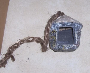 Vintage Pottery Hanging Tea Light Candle Holder Rope Garden Patio Hut Bird Feed - Picture 1 of 3