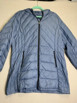 London Fog Women's Light Weight Packable Down Hooded Jacket Size XL Blue - Image 1 of 4