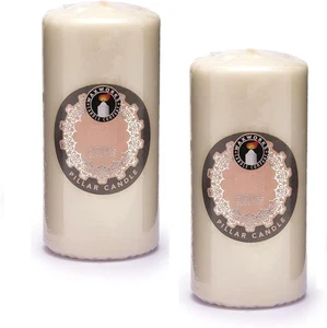 [Set of 2] Natural White 30 Hour Slim Wax Church Pillar Candle 12cm x 5cm - Picture 1 of 5