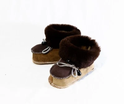 Natural Sheepskin Baby Booties – Warm Soft Sole Leather Shoes for Infant - Image 1 of 4