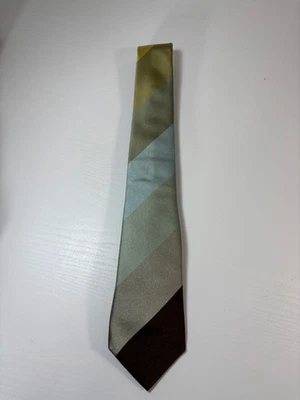 路易威登丝绸条纹领带绿色蓝色棕色二手经典领带 — 第 1/4 张图片