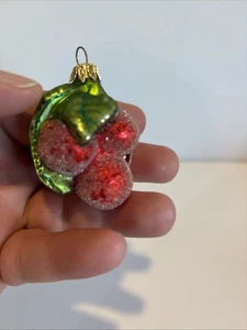 Adorno de árbol de Navidad de vidrio soplado a mano rojo brillante vintage años 90 - Imagen 1 de 6