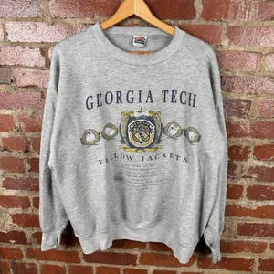 Vintage Georgia Tech Sweatshirt Herren XL grau NCAA College Crewneck Made USA 90s - Bild 1 von 6