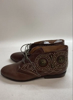 Botines Jeffrey Campbell x Free People Joe con cordones de cuero marrón con tachuelas talla 8 Foto 1 de 4