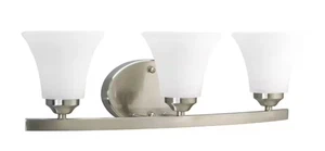 Adorn Collection 3-Light Brushed Nickel Etched Glass Vanity Light 21.5 In - Picture 1 of 6