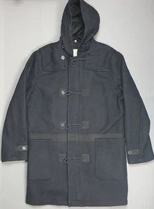 Nigel Cabourn Utility Wool Duffle Coat Black Long Line Oversized Jacket Large - Picture 1 of 8