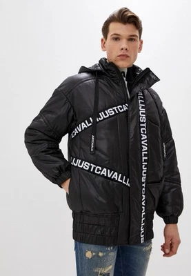 Just Cavalli Just Cavalli Black Nylon Bomber Hoodie Padded Hoodie Jacket - Image 1 of 4