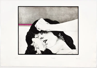 Bianga, Tendresse. [19]78. [Signierte Original-Radierung, handkoloriert]. - Bild 1 von 2