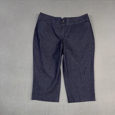 Pantalones Lane Bryant Para Mujer 18 Azul Corto Capri Elastizados Chino Frente Plano Sarga Foto 1 de 4