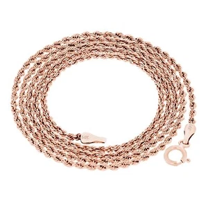 14K Rose Gold 1.5mm Diamond Cut Rope Italian Chain Pendant Necklace Womens 16" - Picture 1 of 9