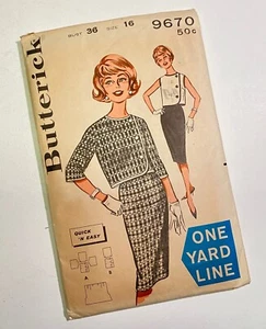 Butterick 9670 Jacket Skirt 16 Bust 36 Sewing Pattern Cut Complete 1950s or 60s - Picture 1 of 2