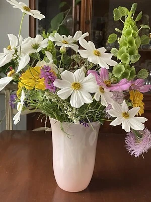 Tall & Elegant Soft Opaque Pink Crystal Vase - Image 1 of 4