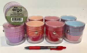 Nuevo ~ 24 REVESTIMIENTOS PARA PASTELES DE SILICONA ERGO (elige un color) -envío gratuito - Imagen 1 de 1