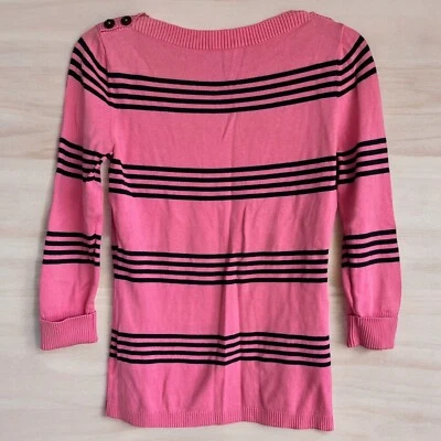 BROOKS BROTHERS 346 Pink With Navy Blue Stripes Sweater Work Casual Sz XS - Image 1 of 4