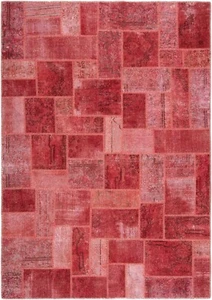 Patchwork Handgeknüpfter Perserteppich 246x173 cm-Orient,Carpet,Rug,Vintage,Rot - Picture 1 of 8