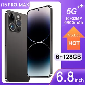 NEW i15 Pro Max 5G Unlocked Smartphone 128GB Android14 Dual SIM Cheap Cell Phone - Picture 1 of 32