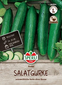 Salatgurke 'Paska' F1 - Cucumis sativus, für's Gewächshaus, Gurken Samen, 80884 - Bild 1 von 2