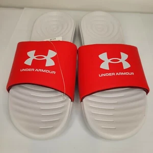 Under Armour 3023761 Men's Halo Gray/Red UA Ansa Fix Slides Flip Flops, Size 8 - Picture 1 of 6