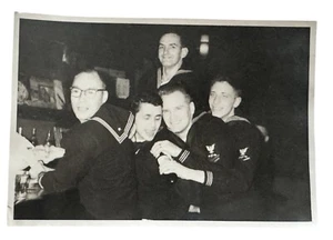 Vietnam War Era Photo USN Navy Sailors Blue Uniforms Drinking - Picture 1 of 2