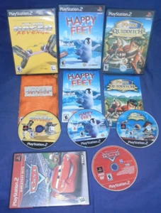 PS2; Star Wars Racer Revenge, Harry Potter Quidditch, Happy Feet, w/Manuals,Cars - Picture 1 of 4