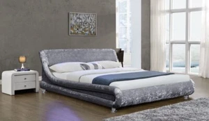 silver grey italian double bed & mattress - Picture 1 of 2