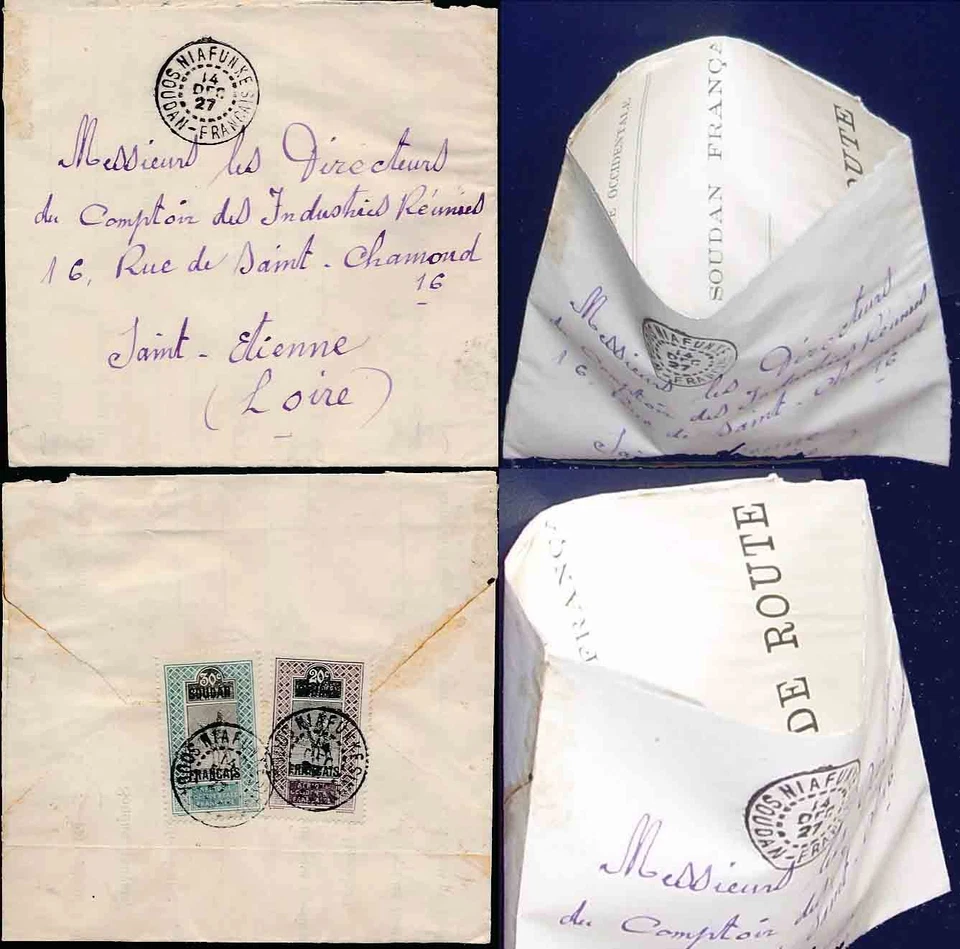 SAHARA FRANCÉS 1927 NIAFUNKE DOCUMENTO OFICIAL FORMADO EN SOBRE... DE CAMELLOS Foto 1 de 1