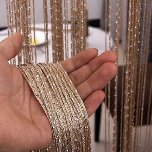 3x2.6m String Curtain Shiny Tassel Line Curtains Window Door Divider Valance - Picture 1 of 21