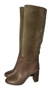VINCE CORINNE LEATHER SUEDE KNEE BOOT BROWN ITALY NEW US 8 EU 38 - Picture 1 of 9