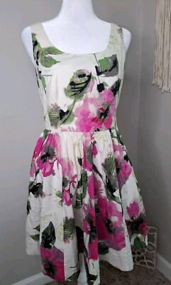 Elle Women's Mini Dress Size 6-Small Fit and Flare Pink Floral Sleeveless  - Image 1 of 4