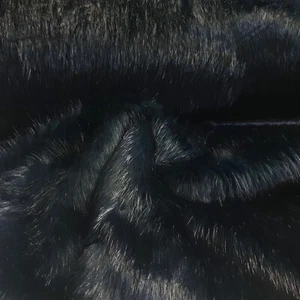Webpelz Langhaar kuscheliges Kunstfell Stoff Fell Petrolblau Schwarz Deko - Bild 1 von 6
