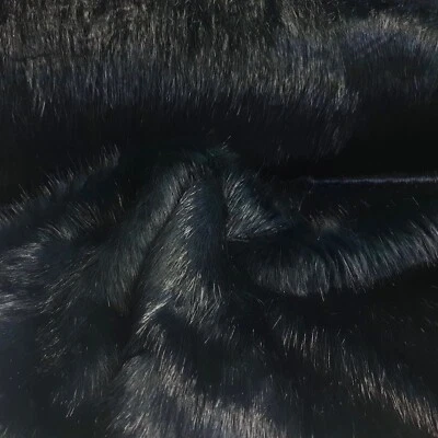 Webpelz Langhaar kuscheliges Kunstfell Stoff Fell Petrolblau Schwarz Deko - Bild 1 von 4