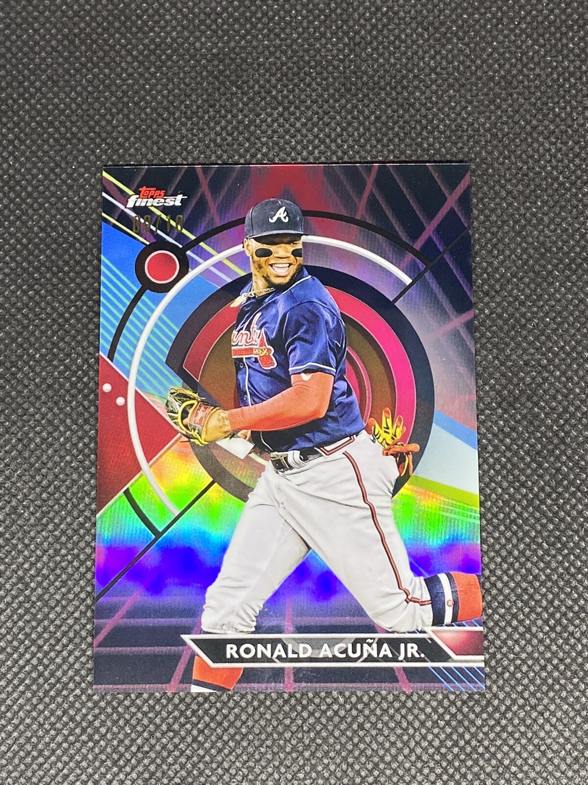 2023 Topps Finest Ronald Acuna Jr Red/Black Vapor Refractor # /10 Braves SP MVP