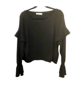 Suéter Zara Para Mujer M Negro Recortado Volantes Mangas BOHO Dark Academia - Imagen 1 de 5