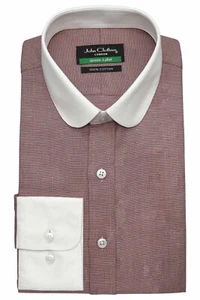 Camisa Formal Para Hombre Peaky Blinders Vintage Cuello Penny Roja Negra Textura Dobby - Imagen 1 de 7