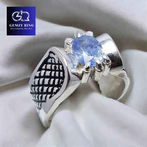 Natural Ceylon Sapphire Ring Unheated Untreated Rich Blue Sapphire Gemstone Ring - Picture 1 of 4