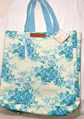LAURA ASHLEY Tote BAG REUSABLE WHITE BLUE FLOWERS ROSES 13 X 17 X 7 NWT - Image 1 of 4