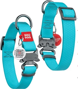 WAUDOG Etichetta ID QR Collare Impermeabile Glow in the Dark per Cane - Grande - Blu Turchese - Foto 1 di 6