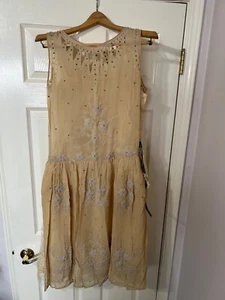 VTG 1925 beaded Flapper Wedding Dress, Vale, Slip, Cape, Handkerchief, Bow - Picture 1 of 15